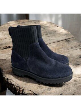 ANDRE ASSOUS Navy Blue Suede Ankle Boots Size 6